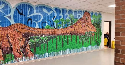 Interior Mural | Murals by Bonus Saves (Patrick Hershberger) | Northeast Middle School in Kalamazoo