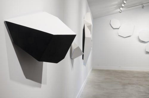 White & Blue on Black Fragmentation | Sculptures by Dameon Lester | grayDUCK Gallery in Austin