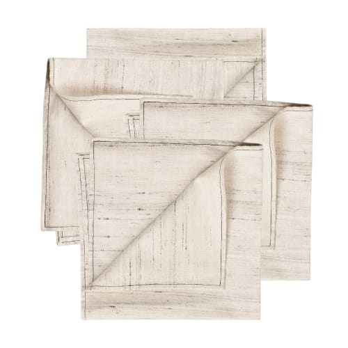 Kora Off White Peace Silk Handloom Napkin ( Set of 4 ) | Linens & Bedding by Studio Variously