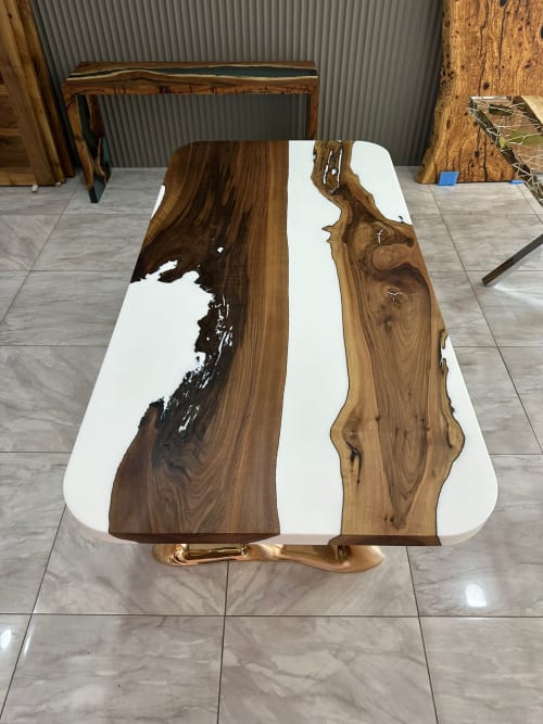 Custom Order White Epoxy Dining Table | Tables by Tinella Collection