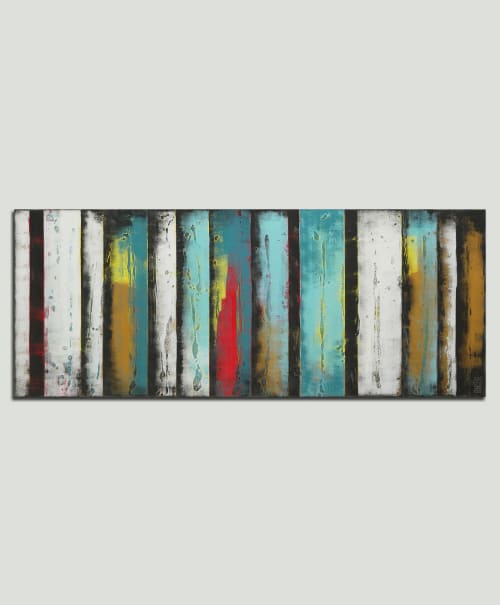 Turquoise Panels | Oil And Acrylic Painting in Paintings by Ronald Hunter | Roxier Art Gallery in Rotterdam