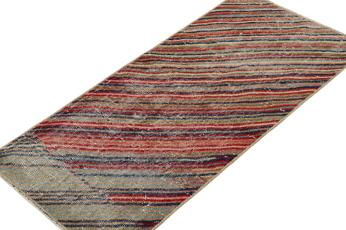 Vintage Zeki Müren Rug with Polychromatic Stripes, by Rug | Area Rug in Rugs by Rug and Kilim