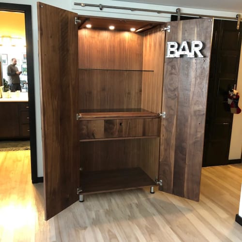Bar Hutch | Furniture by Wood Chaser | Capitol District Apartments in Omaha