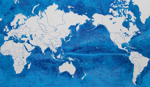World Map - Ocean Currents | Paintings by Hannah Jensen
