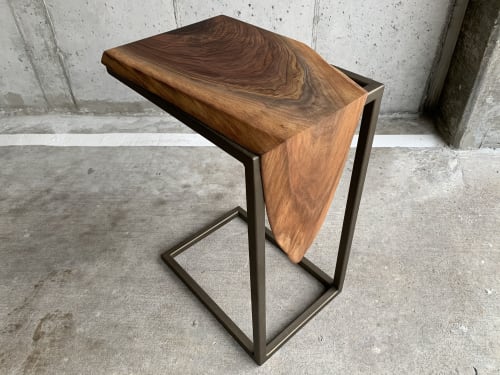 Waterfall Walnut C-Table | Side Table in Tables by Hazel Oak Farms