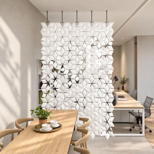 Open-plan office divider – Facet 66.9″ × 96.9″ in White | Decorative Objects by Bloomming, Bas van Leeuwen & Mireille Meijs | SGX Centre in Singapore