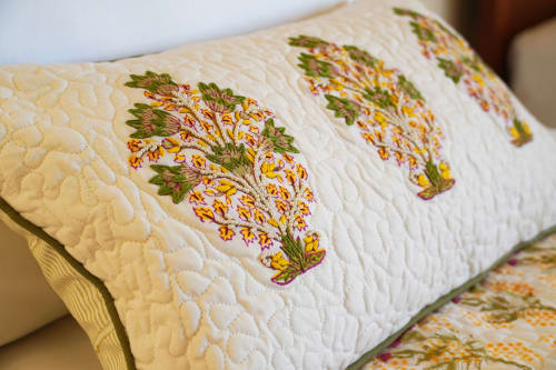 Signature Motif Cushion Cover with Embroidery | Sham in Linens & Bedding by Jaipur Bloc House