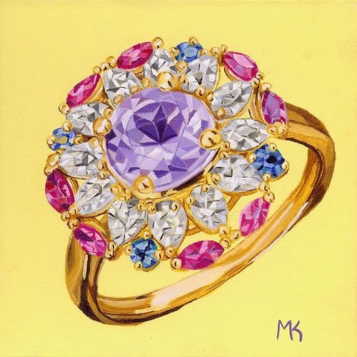 Multi Gem Ring- Original Oil Painting on Canvas | Paintings by Michelle Keib Art