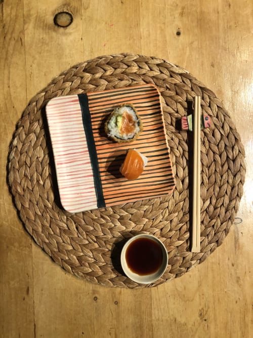 sushi plate | Dinnerware by Cécile Brillet, Tierra i fuego ceramics