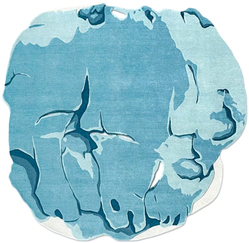 Rug Azzurro Contemporary Blue Irregular Unusual Shape | Area Rug in Rugs by Atelier Tapis Rouge