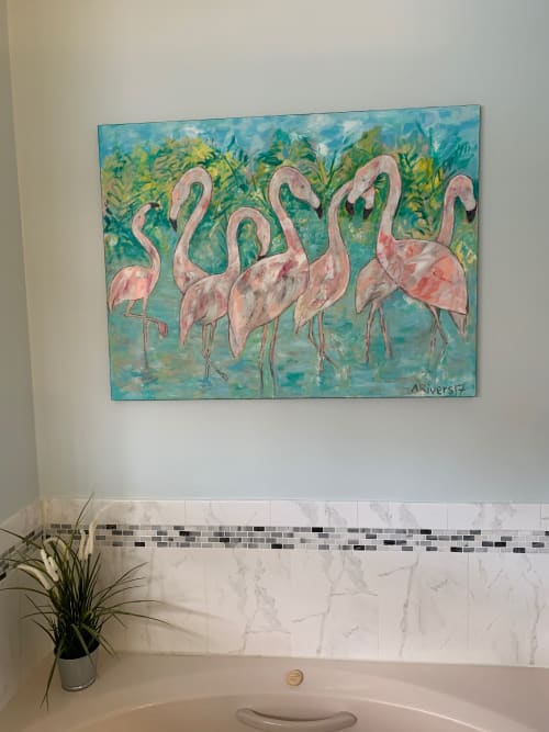 Flamingos | Paintings by Annette Rivers Art