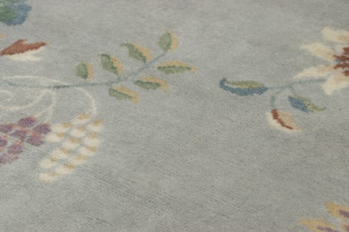 Rug & Kilim’s Chinese Art Deco Rug, Soft Gray-Blue | Rugs by Rug and Kilim