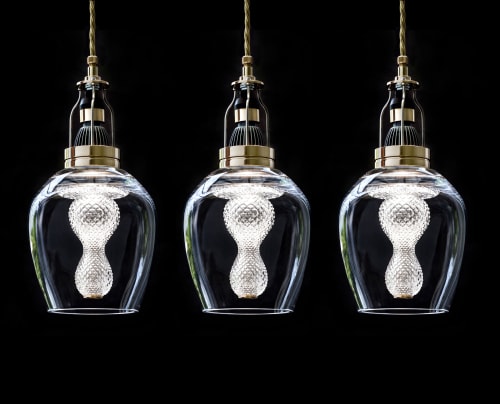 Blown glass/crystal inserts #44 Triplets | Pendants by Vitro L