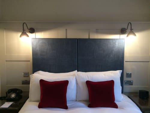 Custom Print Linen Headboard | Beds & Accessories by Space Innovation Ltd | The Chamberlain Hotel, Tower Bridge in London