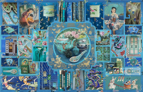 Chinoiserie in Teal & Peacock Blue | Paintings by LOUISE HILL DESIGN | LOUISE HILL DESIGN in Singapore