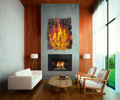 "Inferno" Glass and Metal Wall Art Sculpture | Wall Hangings by Karo Studios