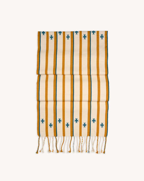 Izamna Stripe Handwoven Table Runner (YELLOW) | Linens & Bedding by Routes Interiors