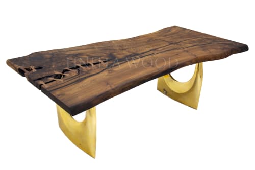 Live Edge Wooden Table, Walnut Wood Table, Wood Table Design | Dining Table in Tables by Tinella Collection
