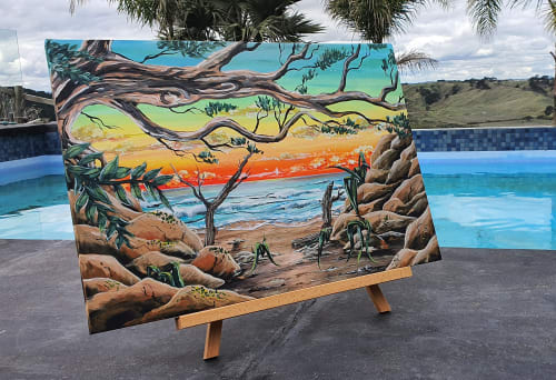 Kariotahi Coastline | Paintings by Manabell | Private Residence - Waiku, New Zealand in Waiuku
