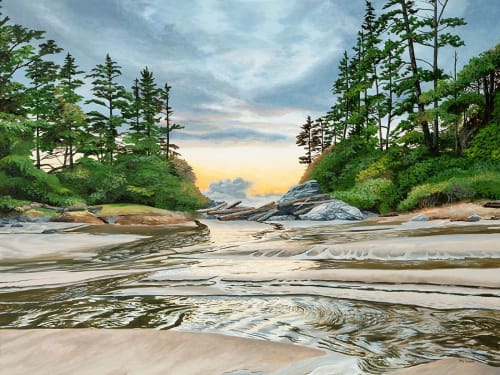 "Refuge" painting inspired by Cox Bay in Tofino | Paintings by Kelly Corbett