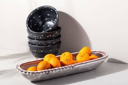 One meal bowl - black with white polka dots | Dinnerware by Brian R Jones Studio, LLC