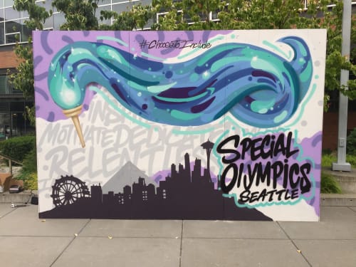 Choose to include campaign- The Special Olympics | Street Murals by They Drift | Amazon Corporate Headquarters in Seattle