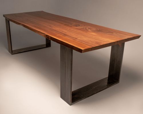 European Walnut on Distressed Copper Pedestals | Tables by Wicked Mata