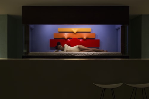 Sunset between Dueling Suns | Mixed Media by Samantha McCurdy | The Standard, Hollywood in West Hollywood