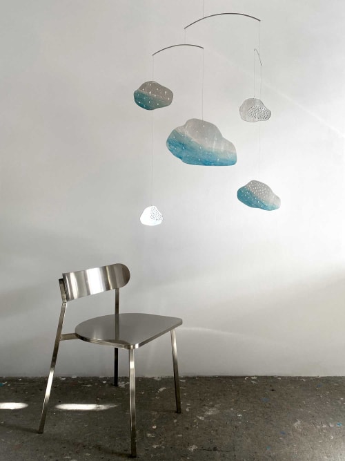 Large Silver Clouds Mobile | Sculptures by Claudine Gevry Studio