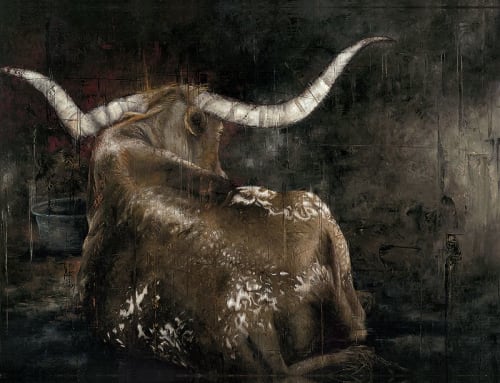 Erica Hopper "Longhorn" | Oil And Acrylic Painting in Paintings by YJ Contemporary Fine Art | YJ Contemporary Fine Art in East Greenwich