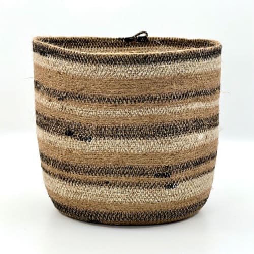 Black and White Jute Basket | Planter in Vases & Vessels by MOkun