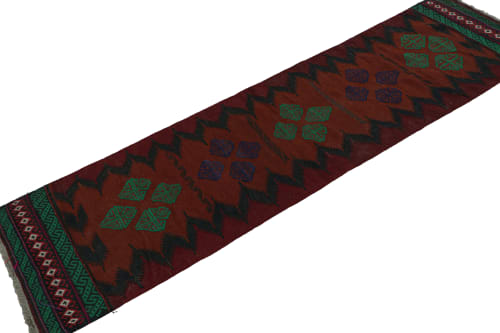Vintage Afghan Tribal Kilim in Rust Tones with Geometric | Rugs by Rug and Kilim