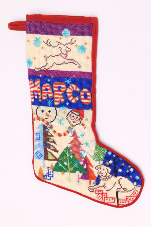custom designed needlepoint HOLIDAY STOCKING, delivery 2024 | Embroidery in Wall Hangings by Mommani Threads