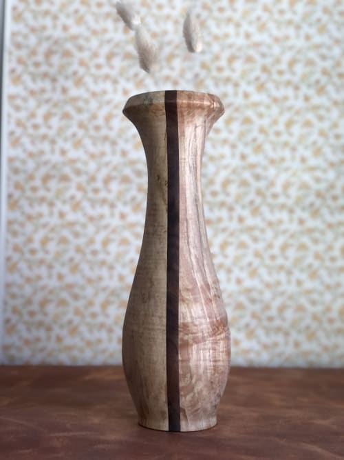 Vase in spalted maple and black walnut | Vases & Vessels by Patton Drive Woodworking