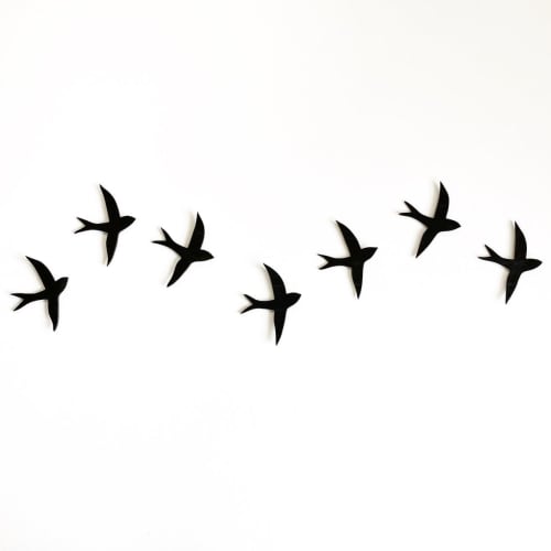 Set Of Seven Porcelain Swallow Wall Art | Wall Sculpture in Wall Hangings by Elizabeth Prince Ceramics