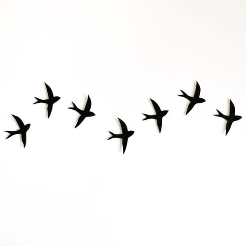 Set Of Seven Porcelain Swallow Wall Art | Wall Hangings by Elizabeth Prince Ceramics