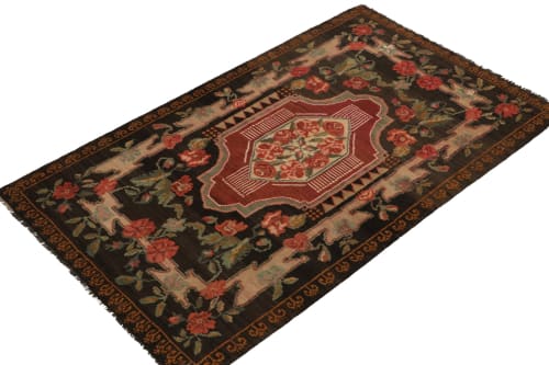 Vintage Bessarabian Kilim rug in Red, Brown, Green Floral | Area Rug in Rugs by Rug and Kilim