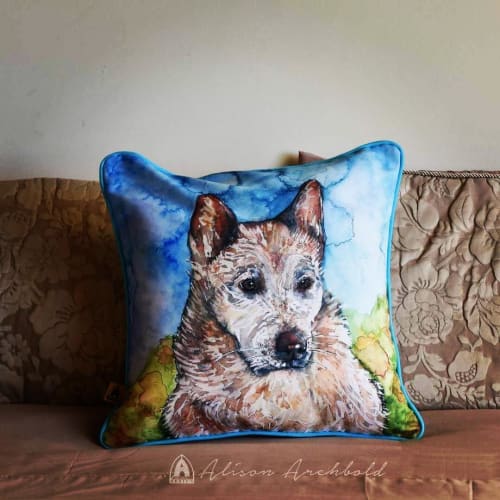 “Bindi the Red Heeler Rescue girl” | Pillows by Alison Archbold