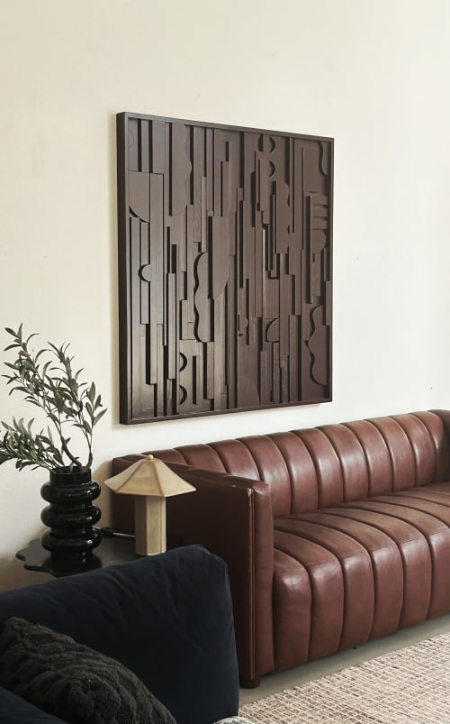 Masie | Chocolate Maroon Enameled Sculptural Art | Mixed Media by Blank Space Studios
