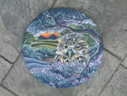 Morepork | Paintings by Manabell | Private Residence - Waiku, New Zealand in Waiuku