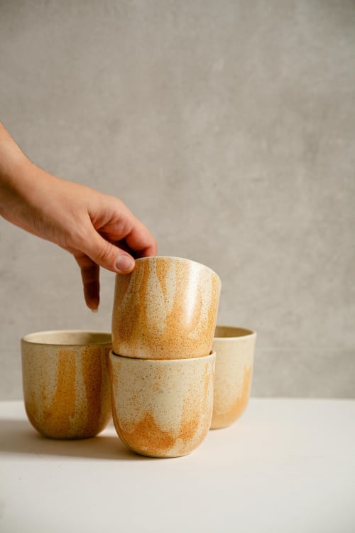 Beige Stoneware Coffee Tumbler | Drinkware by Creating Comfort Lab