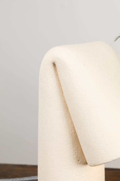 Melo Fold Desk Lamp - White Ceramic Table Lamp | Lamps by Catalin Filip