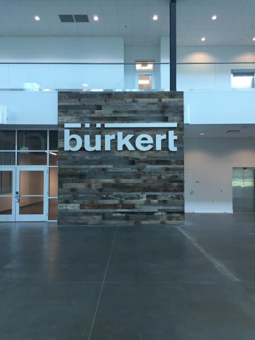 Barn-wood Wall Clad | Wall Treatments by Wood Tender | Burkert Fluid Control Systems in Huntersville