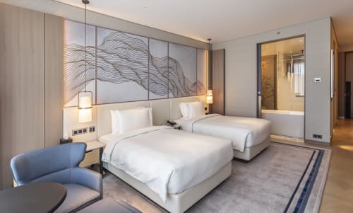 Line Paintings at the Grand Hyatt in Kuwait | Oil And Acrylic Painting in Paintings by Tracie Cheng | Grand Hyatt Kuwait in Zahra