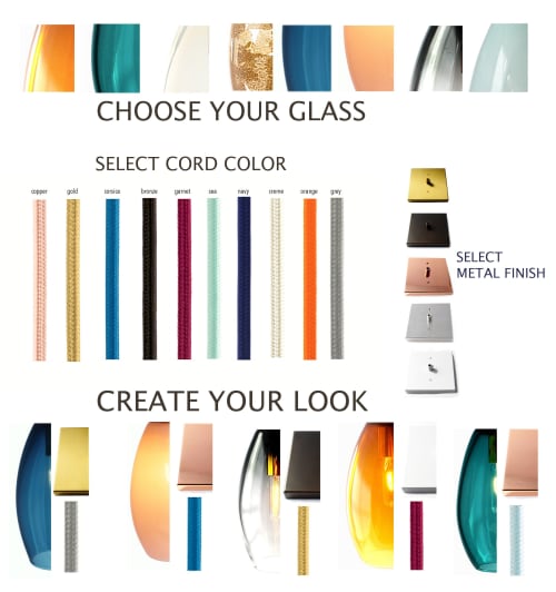 Customize Your Look - Choose Glass · Cord Color · Metal Finish | Lighting by LUMi Collection