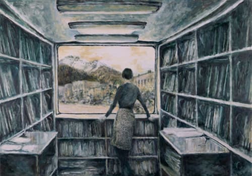 Bookmobile | Oil And Acrylic Painting in Paintings by Sally K. Smith Artist