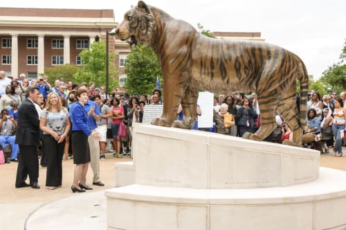 Tom the Tiger at the University of Memphis | Public Sculptures by David Alan Clark Sculpture | University Of Memphis Central Parking Lot in Memphis