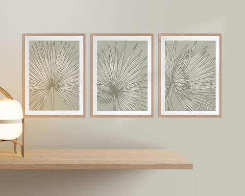 Nobilis Palm - 1 & 2 & 3 - Grey Green - Framed Art | Prints by Patricia Braune