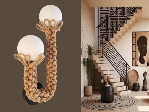 DUO Jute Fiber Designer Lamp | Sconces by Light and Fiber