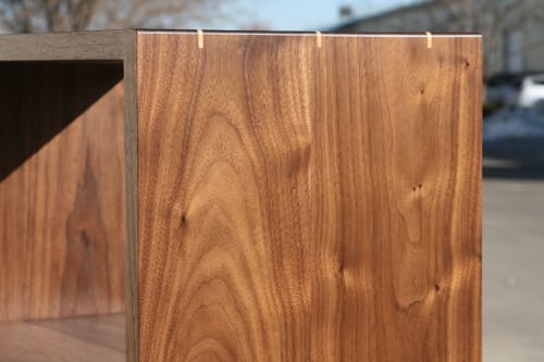 Black Walnut Bookshelf with Curly Maple Splines | Furniture by Miikana Woodworking